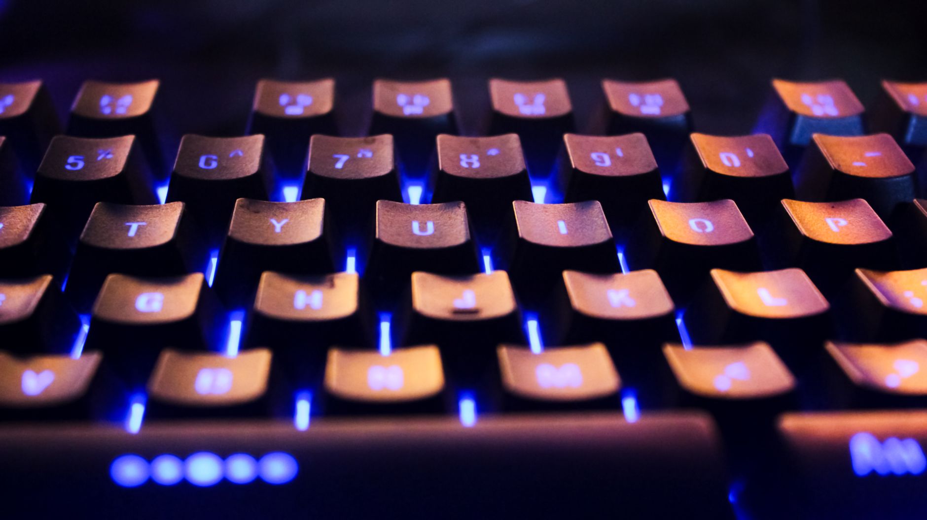 close up of an illuminated computer keyboard